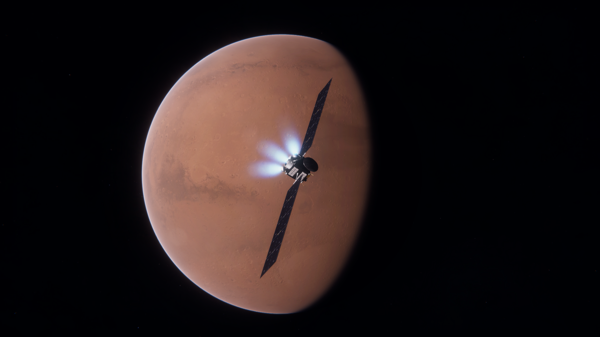 Starshot spacecraft mission architecture study shown near Mars