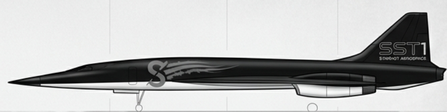 Early black-livery side profile study of a Starshot supersonic aircraft